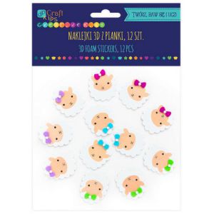 Naklejki z pianki dpCraft, Owieczki, 12szt